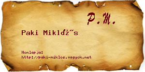Paki Miklós névjegykártya